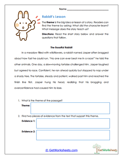 Rabbit's Lesson Worksheet