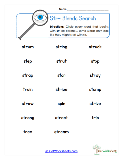 Str Word Search Worksheet