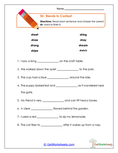 Str Words in Context Worksheet