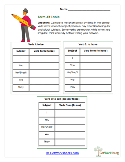 Form-Fit Table Worksheet