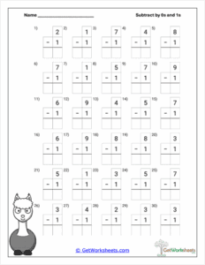 Subtracting Ones Practice Worksheet - Building Foundational Subtraction ...