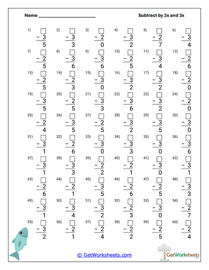 Subtracting by Steps Worksheet