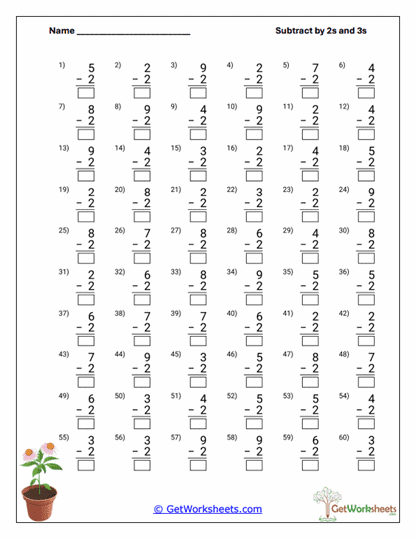 2s and 3s Review Worksheet