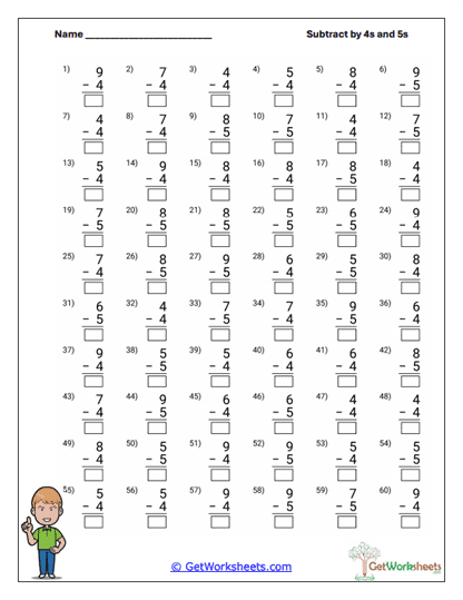 Quick Minus Practice Worksheet
