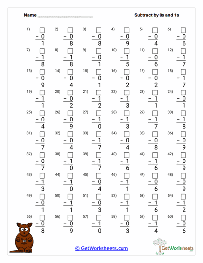 Zero and One Practice Worksheet