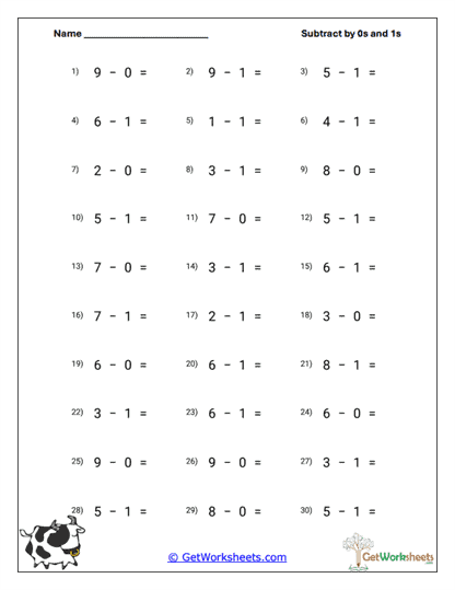 Simple Differences Worksheet