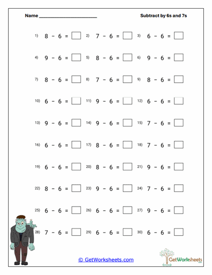 Decrease Practice Set Worksheet