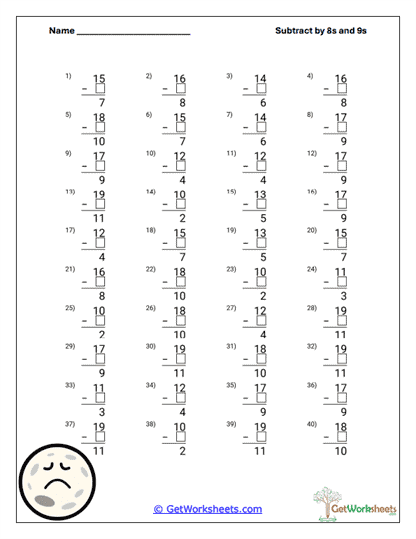 Teen Number Decrease Worksheet