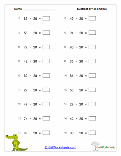 Two-Digit Tens Worksheet