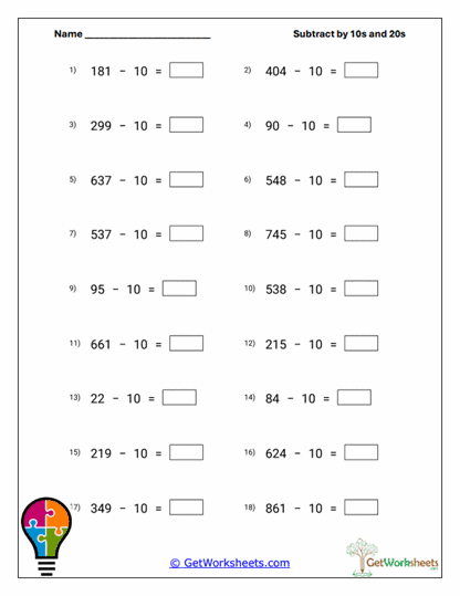 Two-Digit Twenties Worksheet