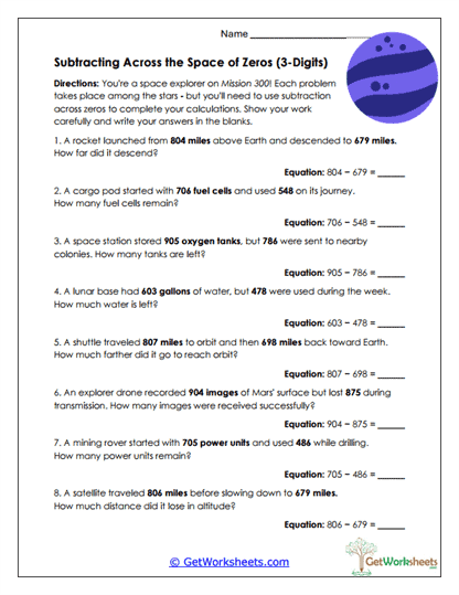 Space Zero Worksheet