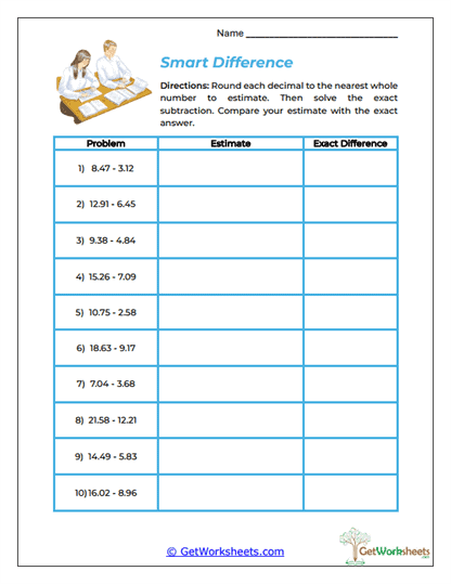 Smart Difference Worksheet
