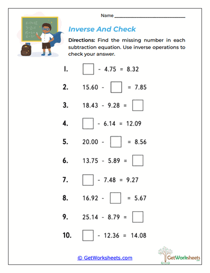 Inverse and Check Worksheet
