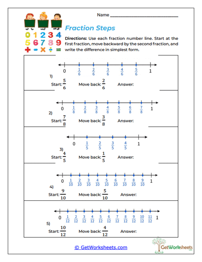 Fraction Steps Worksheet