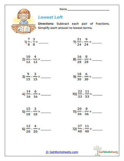 Lowest Left Worksheet