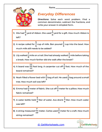 Everyday Differences Worksheet