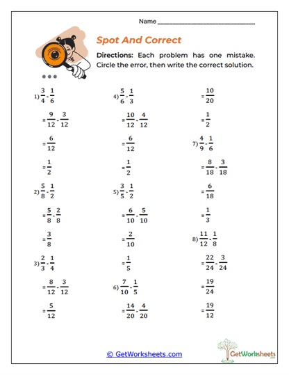 Spot and Correct Worksheet