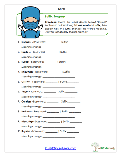 Suffix Worksheets