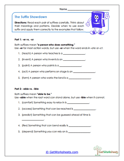 The Suffix Showdown Worksheet