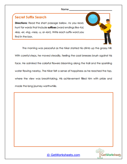 Secret Suffix Search Worksheet