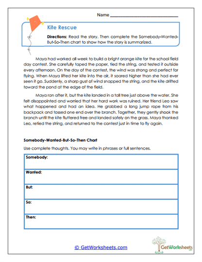 Kite Rescue Worksheet