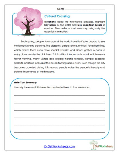 Cultural Crossing Worksheet