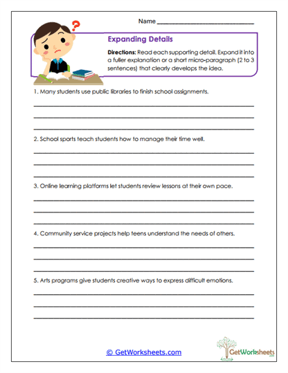 Expanding Details Worksheet