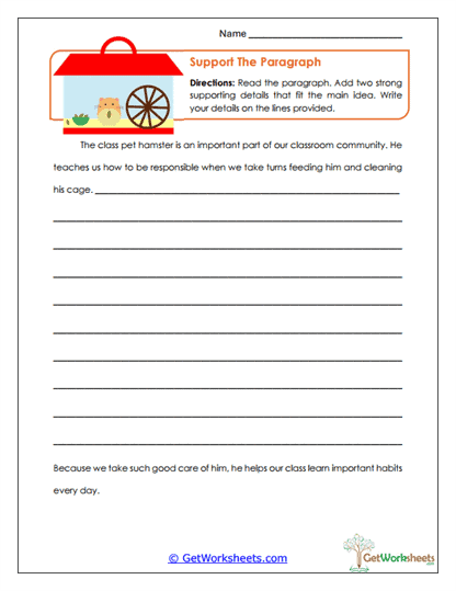 Support the Paragraph Worksheet