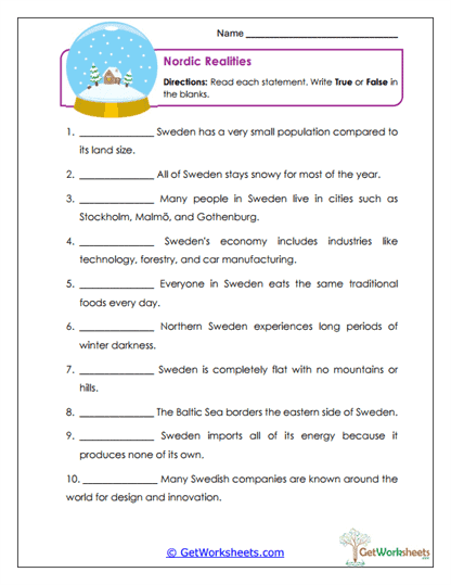 Nordic Realities Worksheet