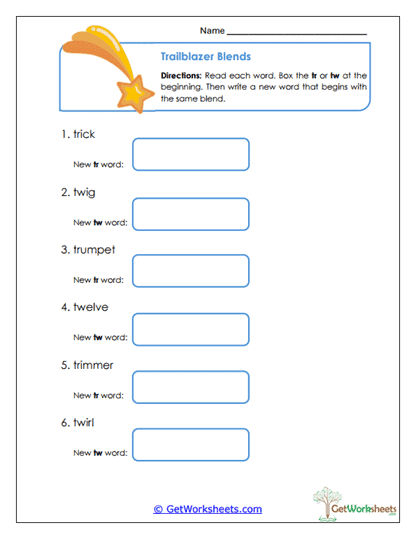 Trailblazer Blends Worksheet