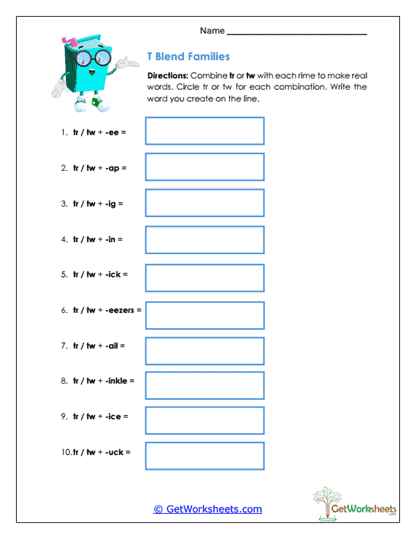 Real Word Families Worksheet