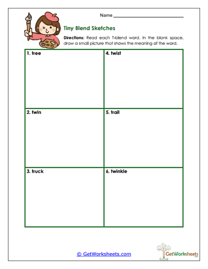 Tiny Blend Sketches Worksheet