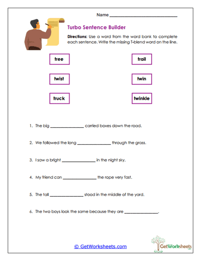 Turbo Sentence Builder Worksheet