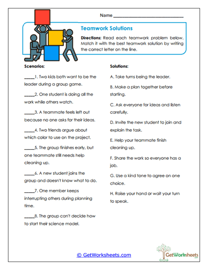 Teamwork Solutions Worksheet