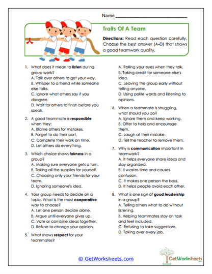Team Traits Worksheet