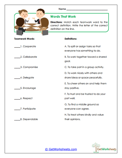 Words That Work Worksheet