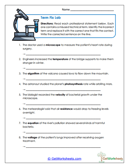 Term Fix Lab Worksheet