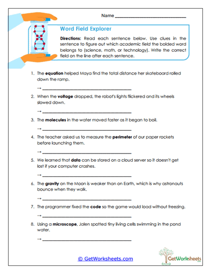 Word Field Explorer Worksheet