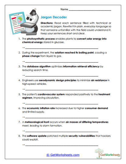 Jargon Decoder Worksheet