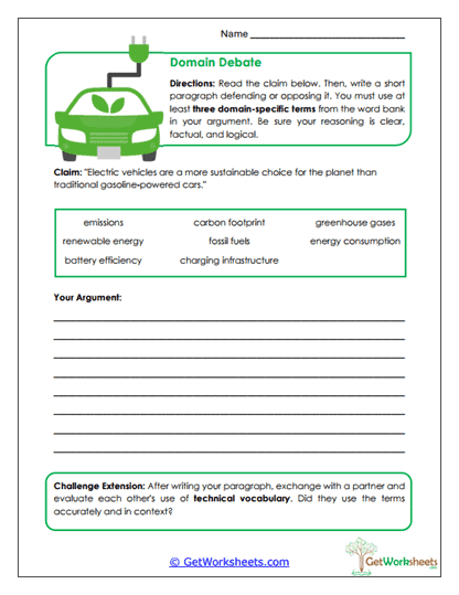 Domain Debate Worksheet
