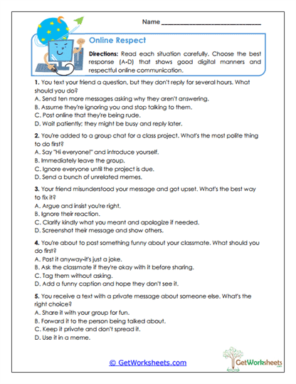Online Respect Worksheet