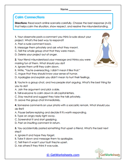 Calm Connections Worksheet