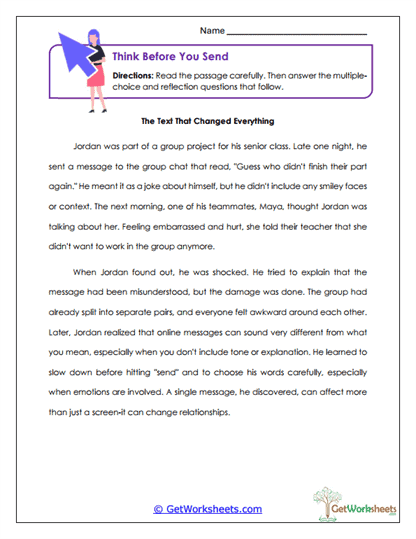 Think Before You Send Worksheet