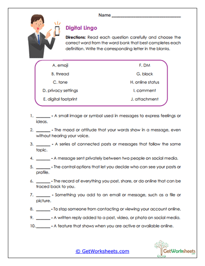 Digital Lingo Worksheet
