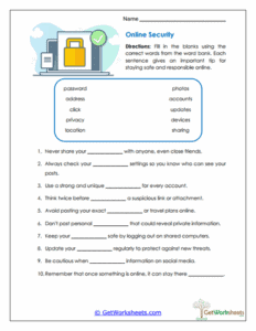 Online Security Worksheet - Digital Safety & Cyber Awareness