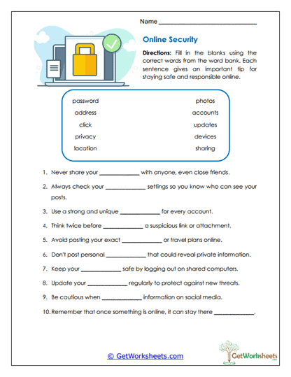Online Security Worksheet