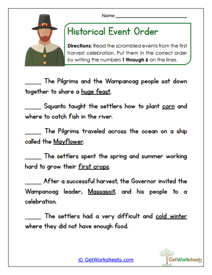 Historical Event Order Worksheet