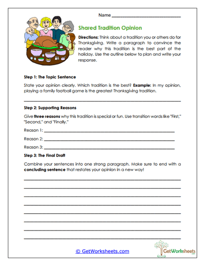 Shared Tradition Opinion Worksheet