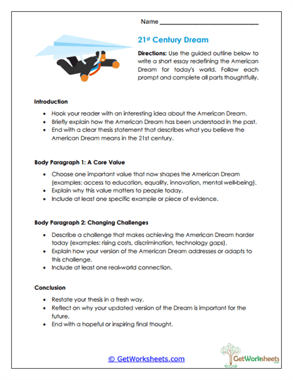 Dream Essay Guide Worksheet