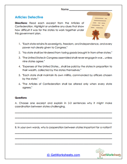 Article Excerpts Worksheet